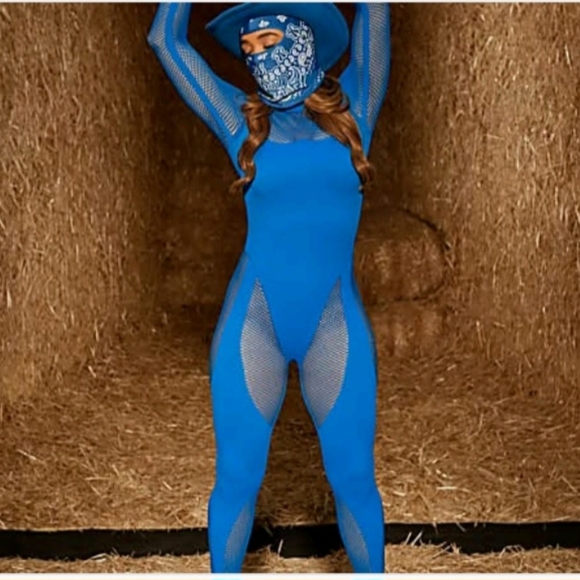 Ivy Park Rodeo Blue Mesh Catsuit